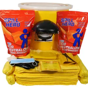 Spill Hero spill kit for acid neutralizing and spill cleanup in 20 Gallon Drum