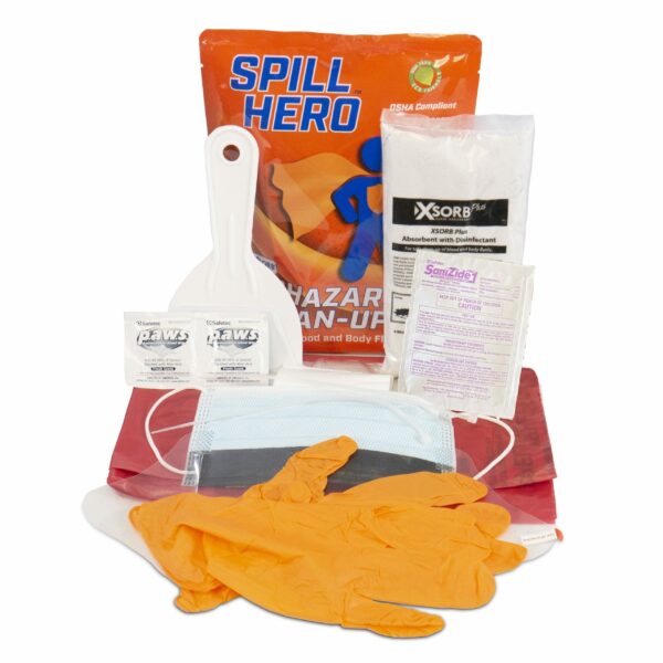 Spill Hero Wall-Mountable Biohazard Response Case with 4 Clean Up Kits - Spill Hero