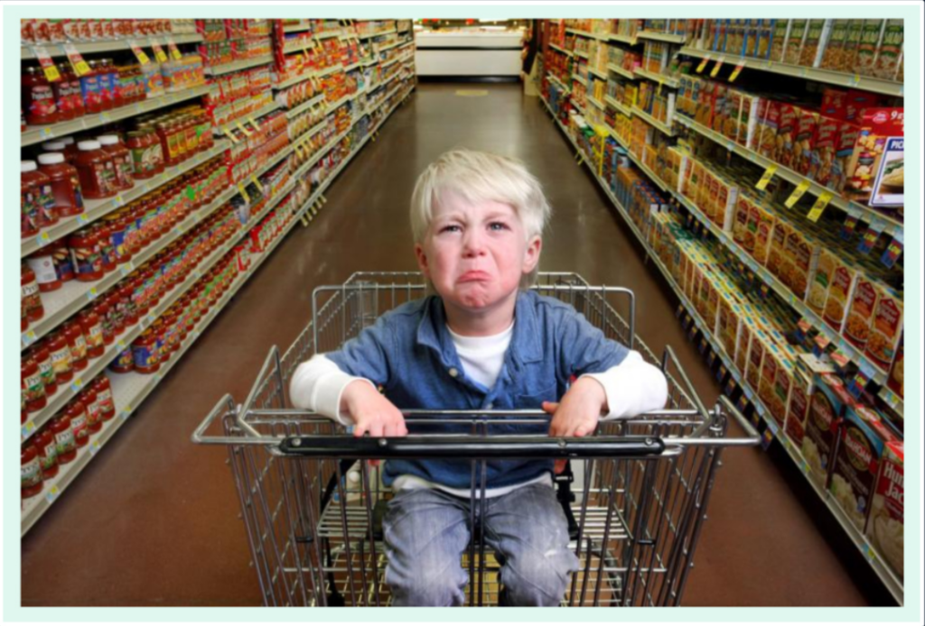 Grocery Boy in Cart - slip and fall prevention